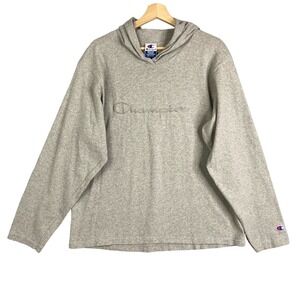 Champion Vintage Hoodie Mens Medium Gray‎ Long Sleeve 90s Spellout embroidered